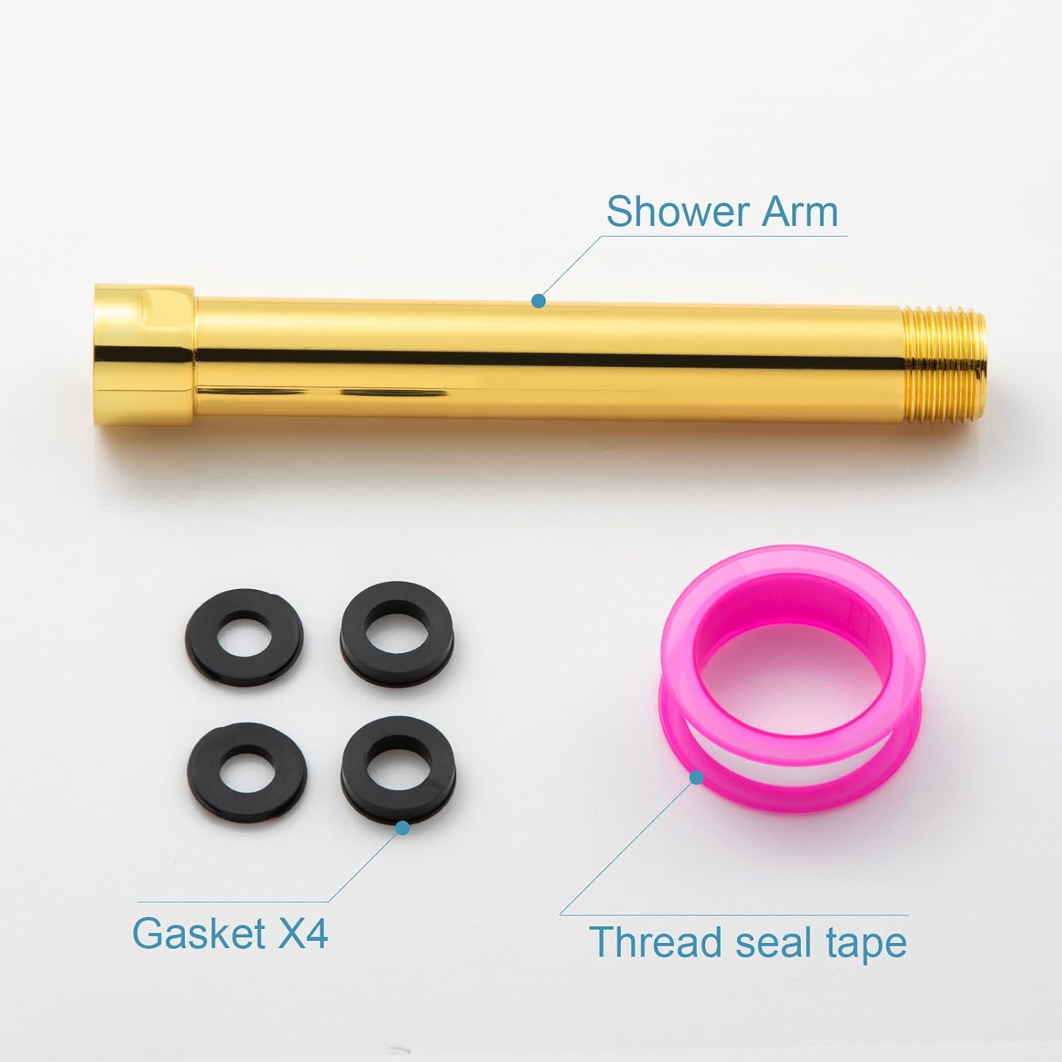 OFFO Shower Head Extension Arm, Shower Arm Extension Shower Head Extender Made of 304 Stainless Steel Shower Pipe Extension, Bright Gold 6 in