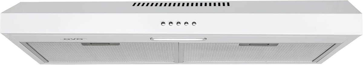 OVO 30 inch Under Cabinet Range Hood Vent with 3 Speed Exhaust Fan, Push Button, Stainless steel, Ducted and Ductless Convertible Kichen Hood, 275 CFM, 4000K Cool White Lights