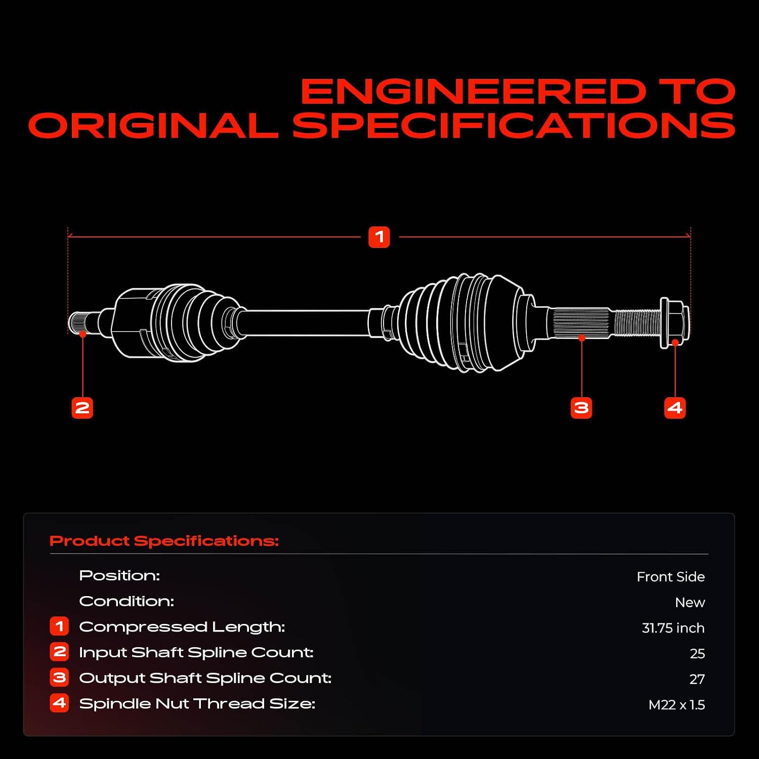 A-Premium Front Driver or Passenger Side CV Axle Shaft Assembly