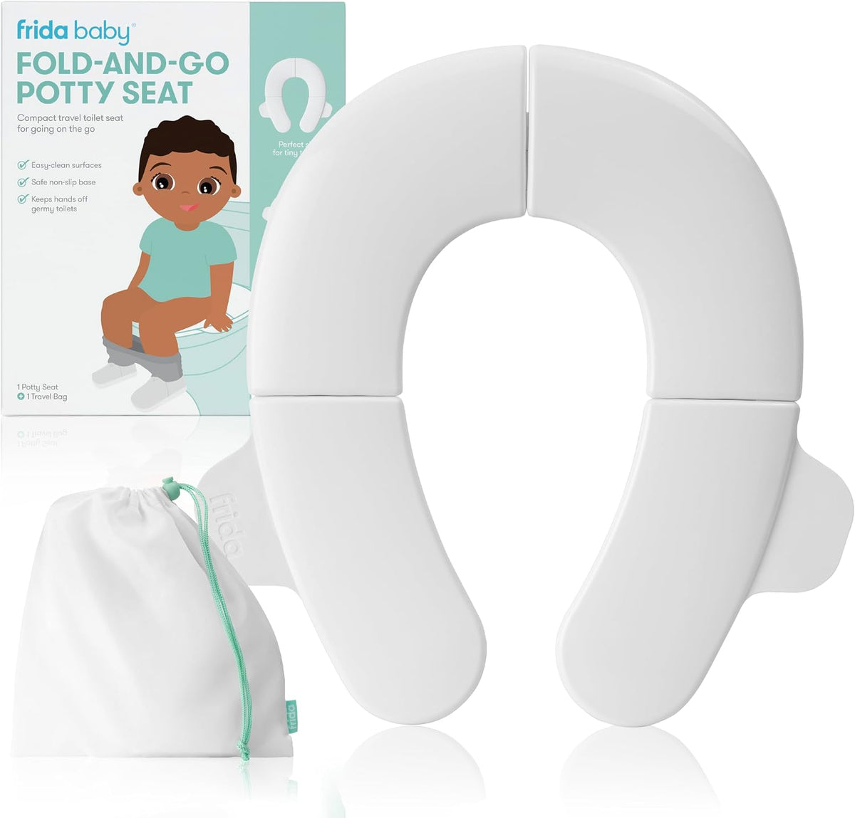 Frida Baby Fold-and-Go Portable Potty Seat for Toilet, Toddlers, Free Bag