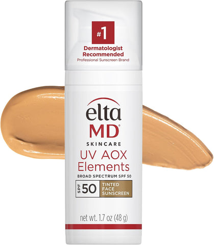 UV AOX Elements Tinted Mineral Face Sunscreen Lotion, Tinted Moisturizer for Face SPF 50 with Antioxidants