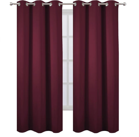 LEMOMO Burgundy Red Blackout Curtains 34 x 84 Inch Length/Set of 2 Curtain Panels/Thermal Insulated Room Darkening Blackout Curtains for Bedroom