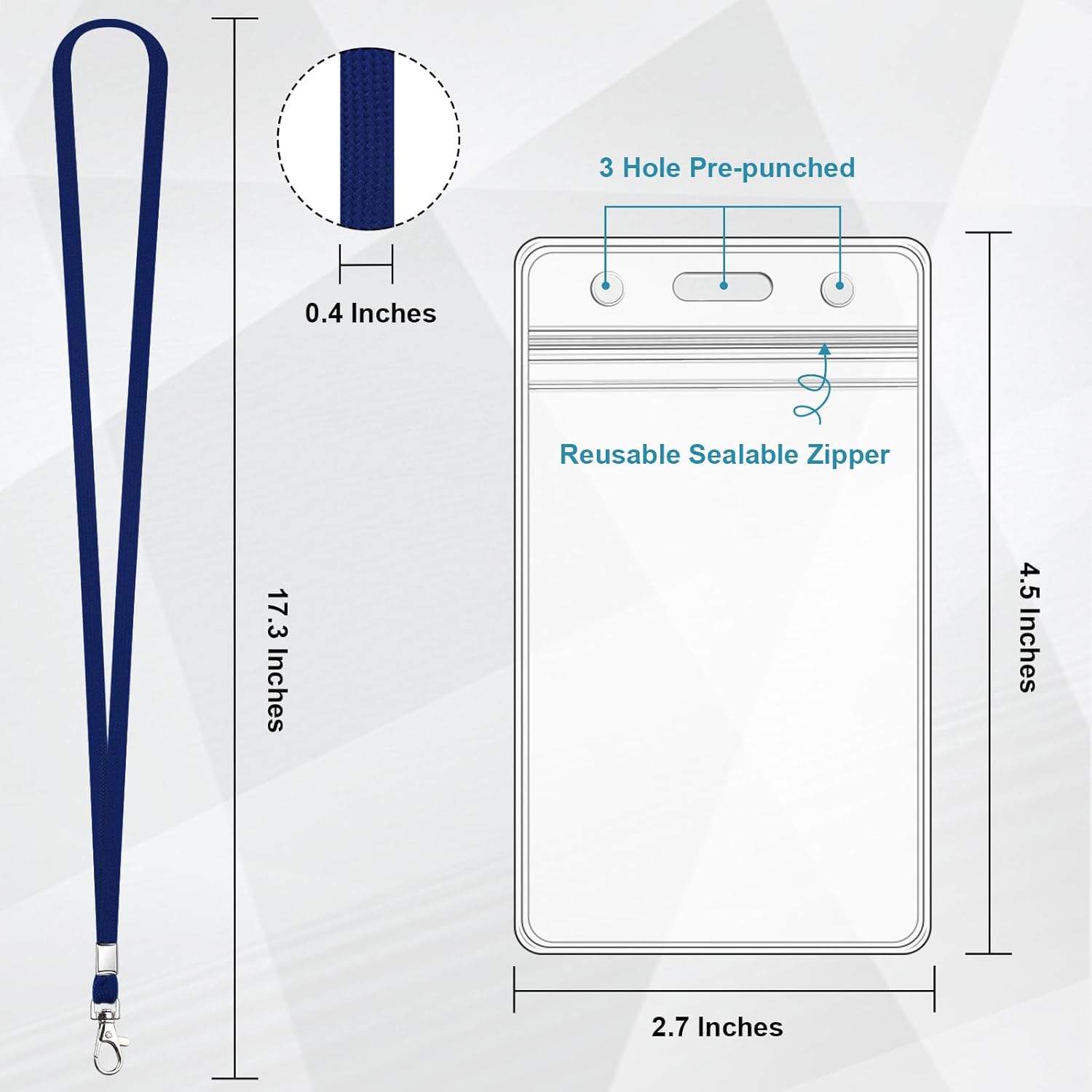 Koorito 3 Pack Clear ID Badge Holder with Lanyard