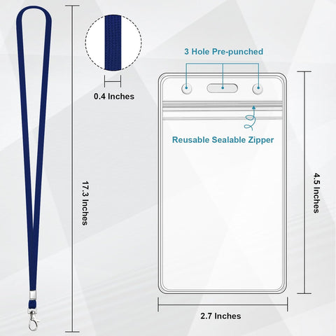 Koorito 3 Pack Clear ID Badge Holder with Lanyard