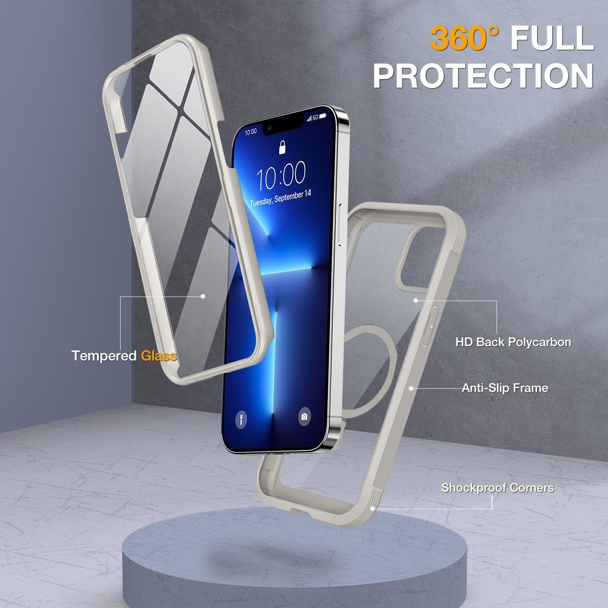 miracase for iPhone 13 Pro Case 6.1",Built-in Screen Protector,Titanium