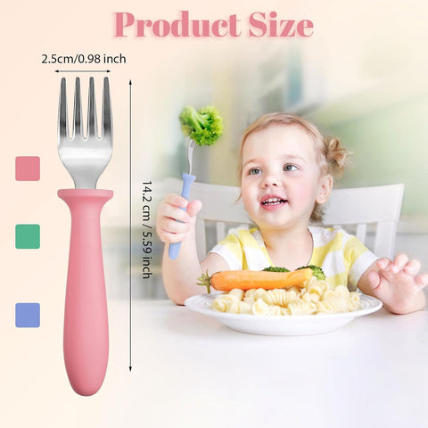 Pimoys 6-Pack Toddler Forks, 18/8 Stainless Steel with Plastic Handles