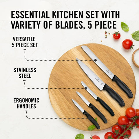 Victorinox Swiss Classic Kitchen Set, 5 Pieces - Utility & Bread Knives