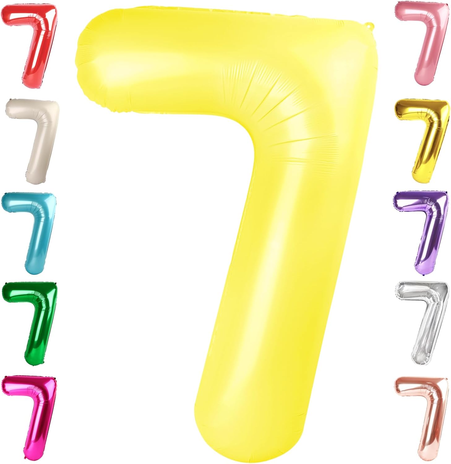 7 Balloon Numbers Birthday Decorations, 40In Yellow Balloons for Men Women