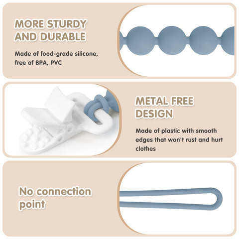 Pacifier Clips Silicone, 4-Pack Pacifier Holder Clip with Stylish Round Design, 100% Food Grade Silicone, Safe Essentials for Newborns Baby Boys and Girls