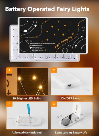 Brightown 12 Pack 7ft Battery Operated LED Fairy Lights for Xmas Decoration