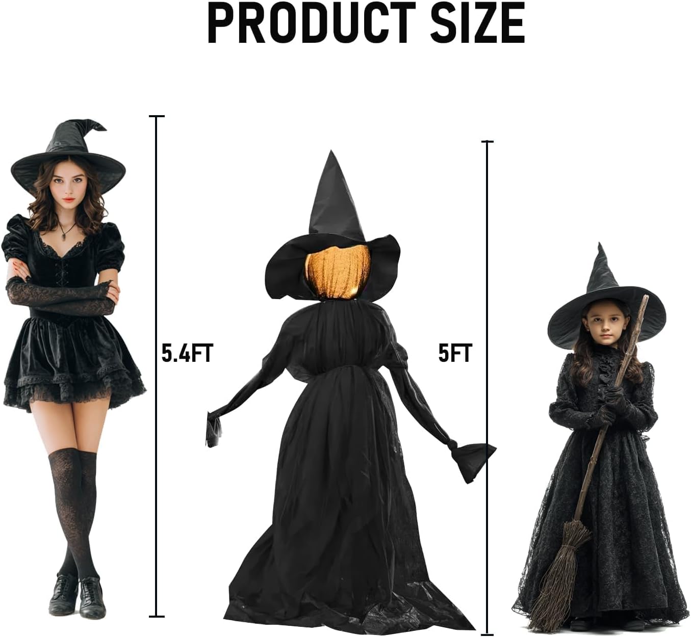 Halloween Witch Decorations Outdoor, 5 FT Set of 3 Light Up Witches Stakes