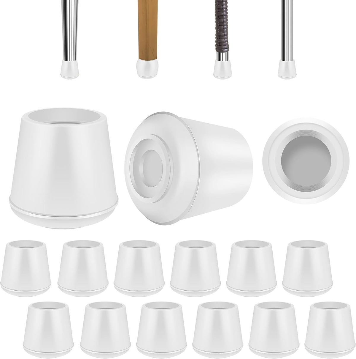 3/4" Round Rubber Chair Leg Tips Caps, Chair Leg Floor Protectors - 12 Pack
