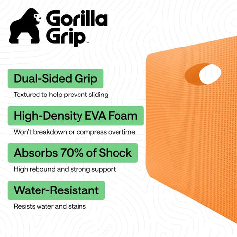 GORILLA GRIP® Extra Thick Foam Kneeling Pad for Gardening, 17.5x11 Orange