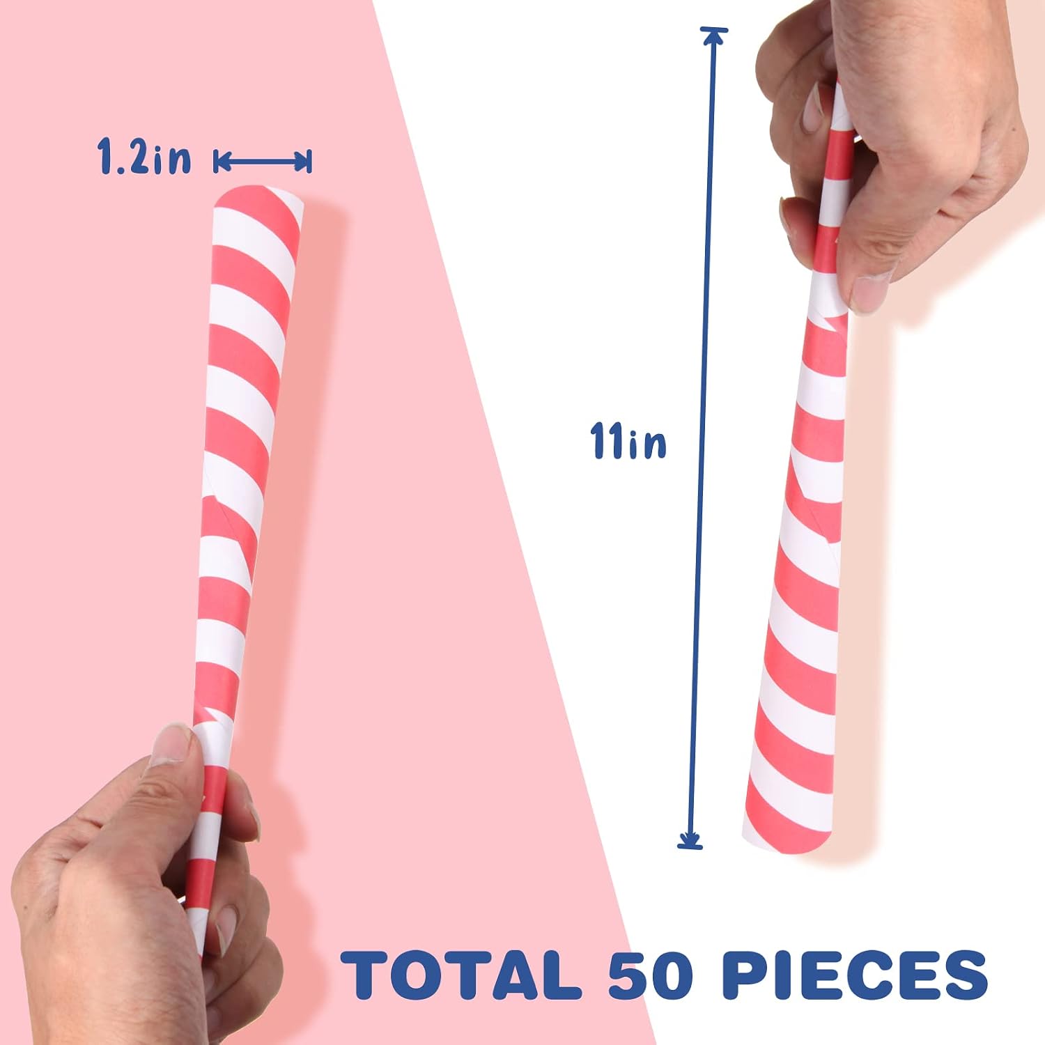 Cotton Candy Cones 50 Pack Red Stripes - Candy Park Multicolor Paper Cones, For Cotton Candy Machines & Candy Floss Sugar, Party Supplies for Birthday, Easter, Celebrartions & Consession Stand