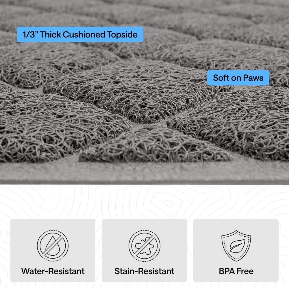 GORILLA GRIP Cat Litter Box Mat, Coiled Mesh Trapping Mats, 24x17 Gray