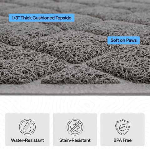 GORILLA GRIP Cat Litter Box Mat, Coiled Mesh Trapping Mats, 24x17 Gray