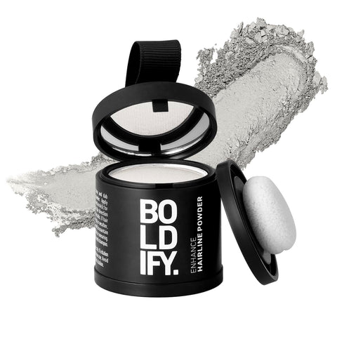 BOLDIFY Hairline Powder - Root Touch Up & Hair Loss Cover Up, Instant Gray Coverage 48-Hour Stain-Proof Hair Color Powder for Women & Men, Hair Fibers and Hair Topper Alternative (White)