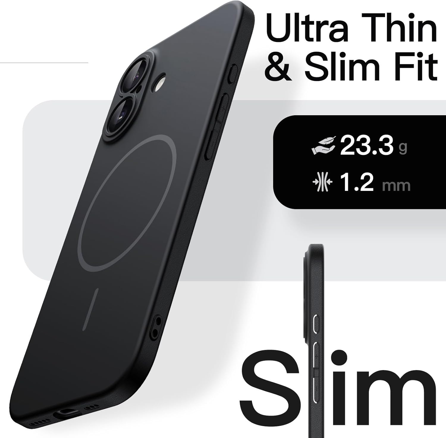 JETech Magnetic Slim Case for iPhone 17, Black