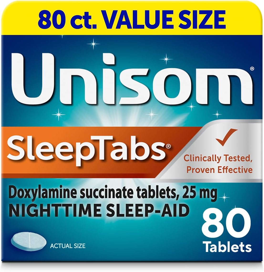 Unisom SleepTabs, Nighttime Sleep-aid, Doxylamine Succinate, 80 Tablets
