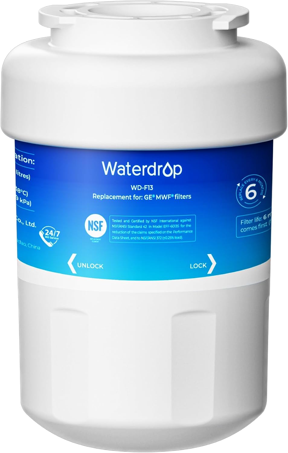 Waterdrop WD-F13 Refrigerator Water Filter, Replacement for GE® MWF®