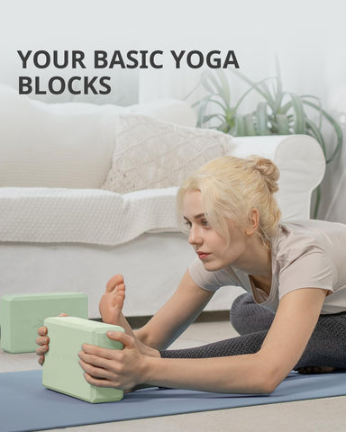 Trideer Yoga Blocks 2 Pack, Soft Non-Slip Foam Blocks with Beveled Edges for Alignment and Stretching in Yoga, Pilates, and Dance - Supportive, Lightweight, Odor Resistant, Latex-Free