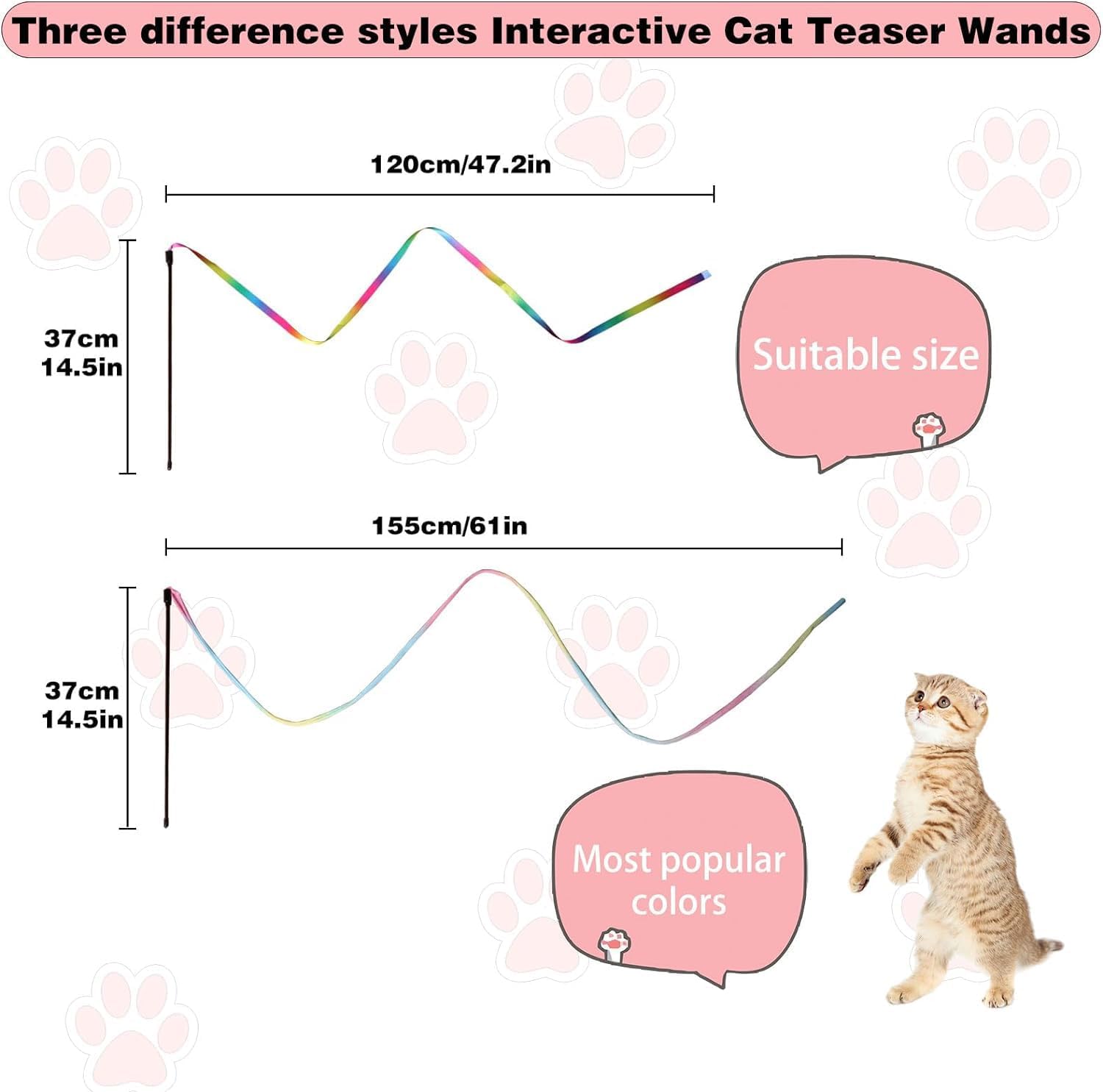 Cat Wand Toys Interactive Kitten Toys for Indoor Cats-2Pcs
