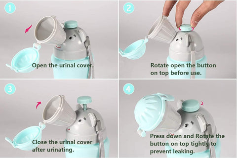 ONEDONE Portable Urinal for Kids 17 OZ Pee Bottle with Clean Brush Travel Urinal for Kids Baby Child Pee Cup for Boys Emergency Toilet for Camping Car Travel and Kid Potty Training(Blue)