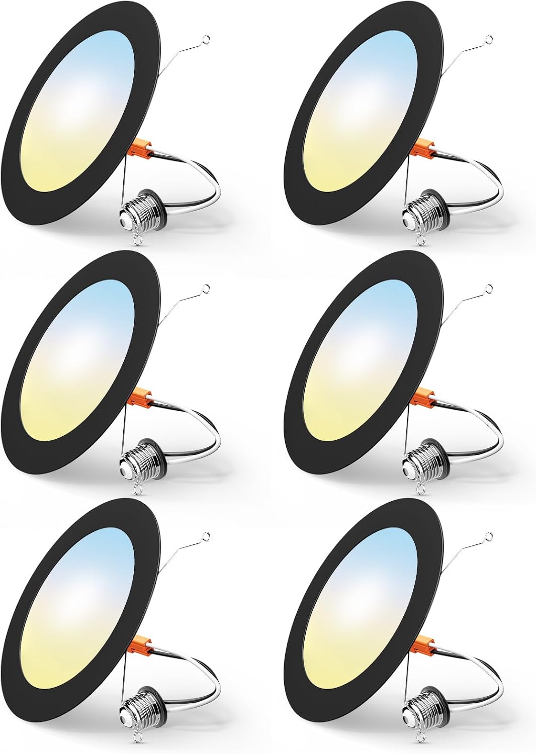 FREELICHT 6 Pack Retrofit LED Recessed Lighting 6 Inch, 5CCT, Black