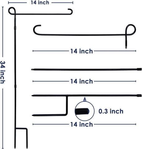 Garden Flag Stand, Thickened Pole Sturdy Straight Premium Metal Yard Flag Holder Weather-Proof Flagpole Seasonal Garden Flag, Christmas Garden Flag, Outdoor Decor Decoration