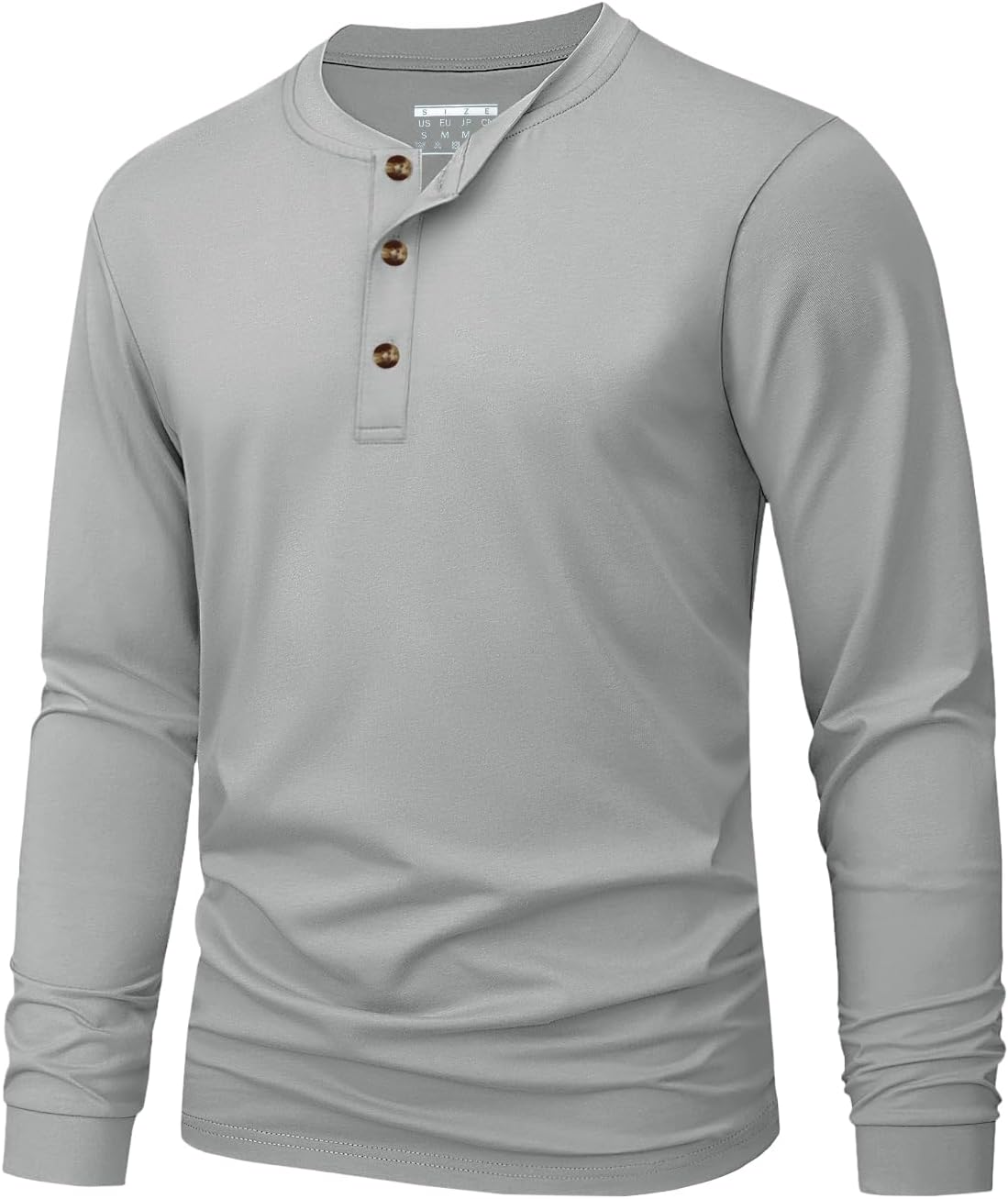 MAGNIVIT Men's Cotton Henley Shirt Long Sleeve Solid Color Casual Tee