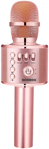 BONAOK Wireless Bluetooth Karaoke Microphone, 3-in-1 Portable Handheld Mic Speaker Machine for All Smartphones,Gifts to Girls Kids Adults All Age Q37(Champagne)