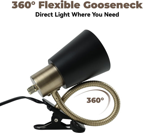 LALISU Desk lamp Eye-Caring Table Lamps 360°Rotation Gooseneck Clip on Lamp
