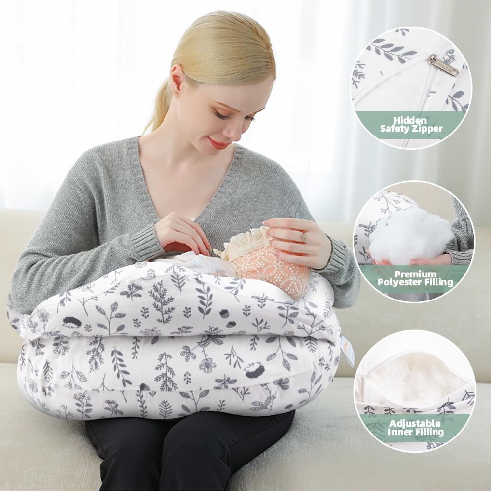 Chilling Home Nursing Pillow Adjustable, Pillow for Breast Feeding Bottle Feeding, Large Size More Support for Mom, Breastfeeding Essentials, Removable Cover