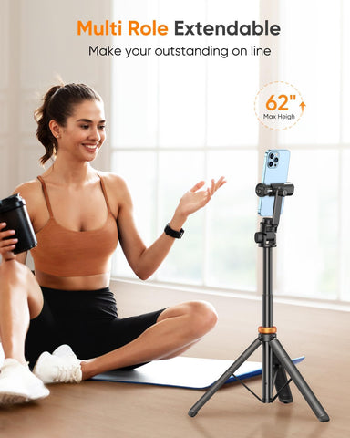 EUCOS 62" Phone Tripod, Tripod for iPhone & Selfie Stick with Remote