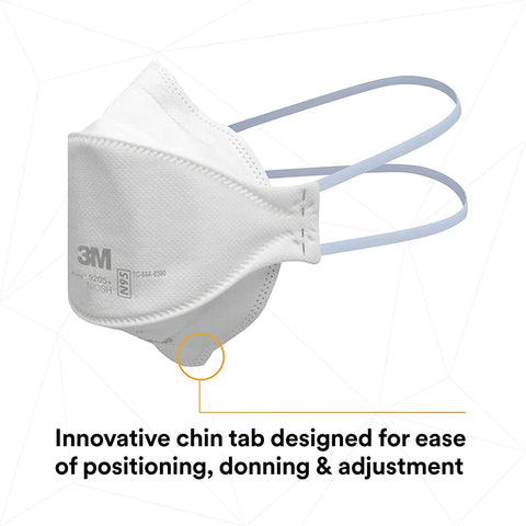3M Aura Particulate Respirator 9205+, N95, Individually Wrapped, 3 Panel Flat Fold Design Allows for Facial Movements