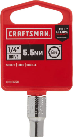 CRAFTSMAN Shallow Socket, Metric, 1/4-Inch Drive, 5.5mm, 6-Point (CMMT43511)