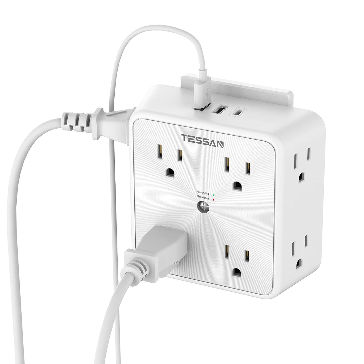 TESSAN 8 Outlet Surge Protector with 3 USB Wall Charger (1 USB C)