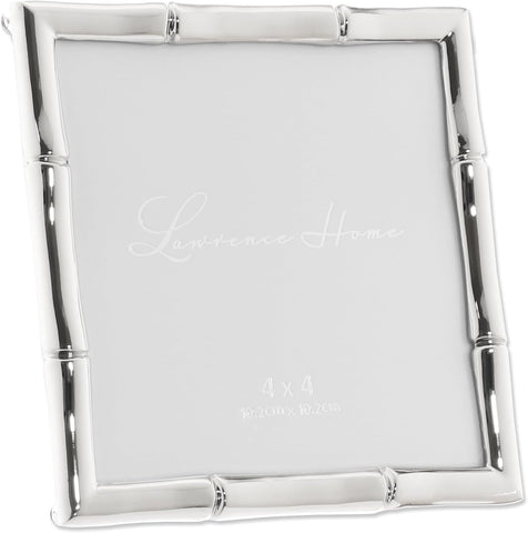 Lawrence Frames Bamboo Design Metal Frame, 4x4, Silver