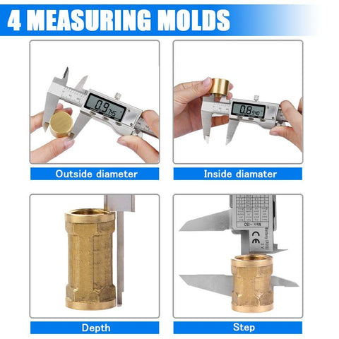 Digital Caliper Measuring Tool, Stainless Steel Vernier Caliper Digital Micrometer with Large LCD Screen, Easy Switch from Inch Metric Fraction, 6 Inch Caliper Tool for DIY/Household