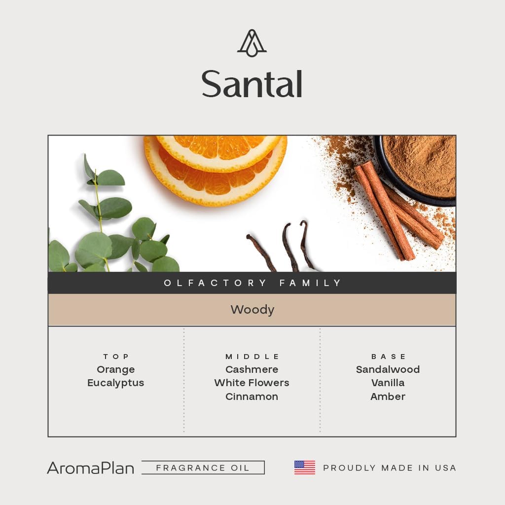 AromaPlan Santal Hotel Diffuser Oil 2-Pack – 100% Fragrance, 2X 5.07 Fl Oz