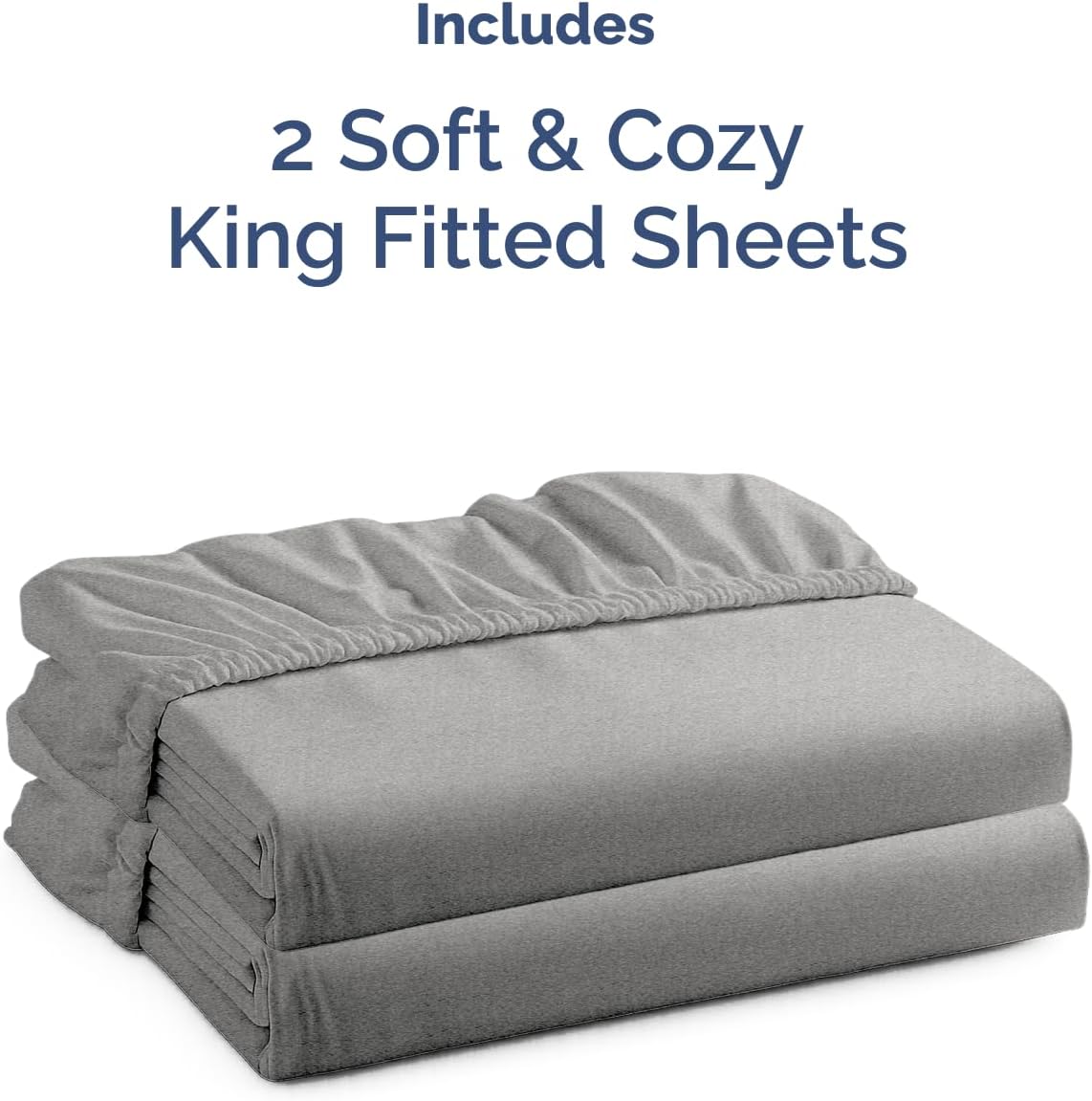 King Fitted Sheet - Pack of 2 Single Fitted Bottom Sheet - Heathered Grey