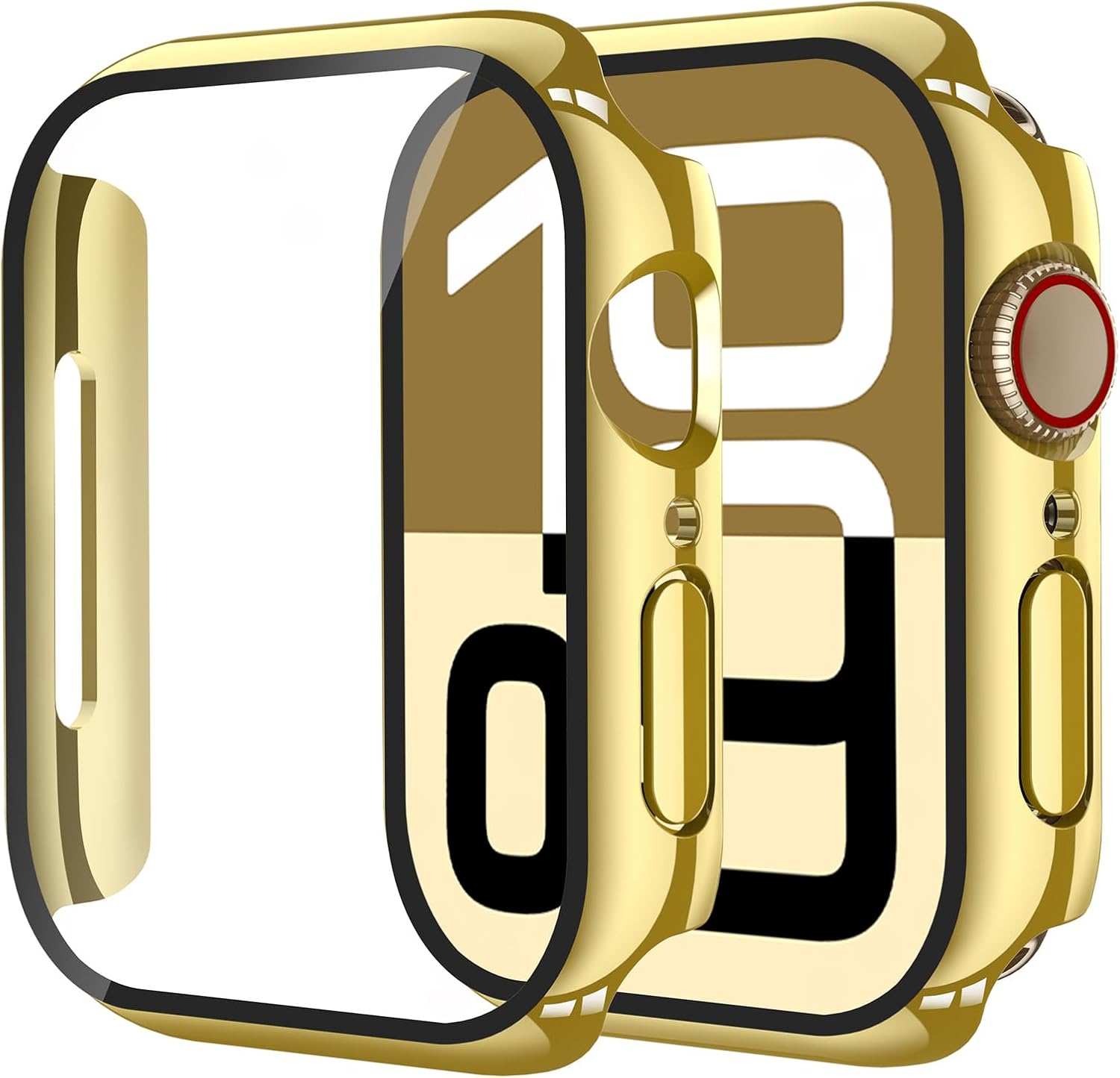 Smiling 2 Pack Case Compatible with Apple Watch Series 11 (2025)/Series 10 46mm with Tempered Glass Screen Protector, Hard PC Case Scratch-Resistant Overall Protective Cover- Gold