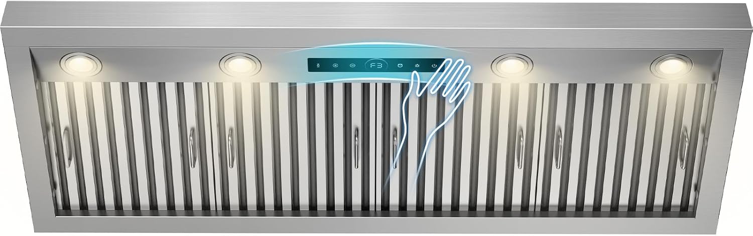 48" Built-in/Insert Range Hood, 1200 CFM Stainless Steel Kitchen Vent Hood