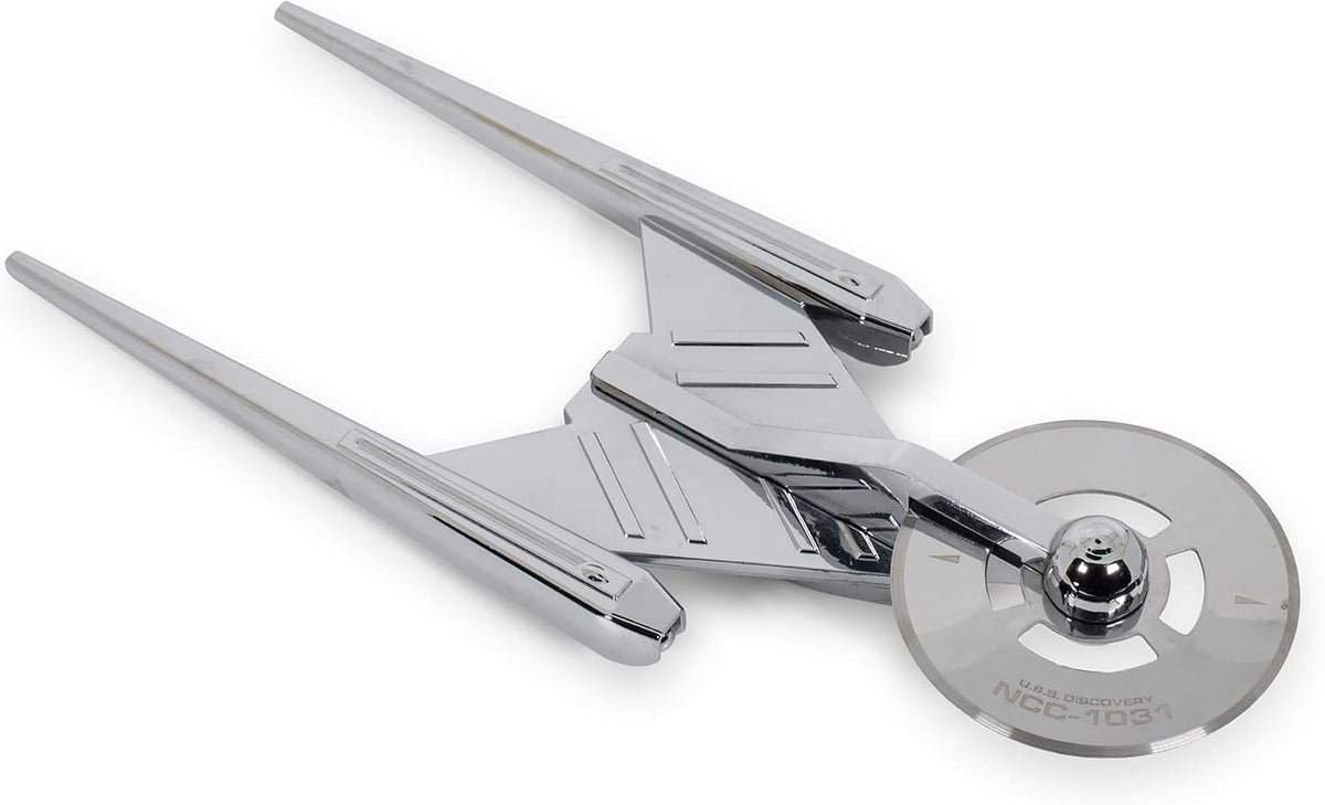 Star Trek Discovery Crossfield Starship Metal Pizza Cutter Wheel | Premium Houseware, Stainless Steel Kitchen Utensil | Easy To Cut And Clean | 9 Inches Long