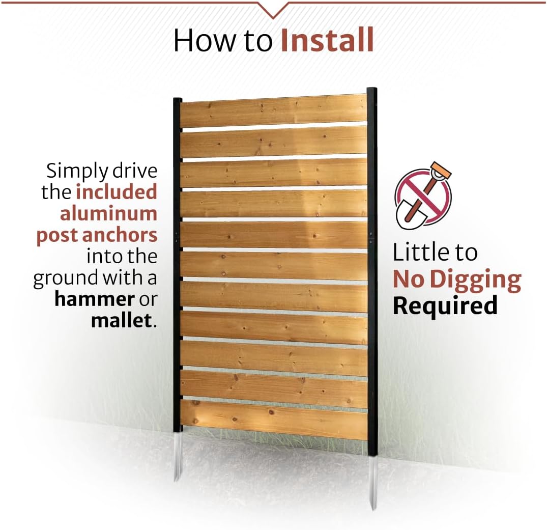 Enclo Concord Privacy Screen, Cedar Wood DIY No Dig Kit