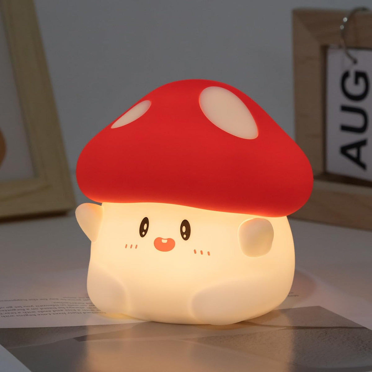 Rytinazzz Silicone Night Light for Kids, 50H Long Battery Mushroom Lamp, Gift for Kids, Cute Bedside Light for Girls Room, Rechargeable Tap Control