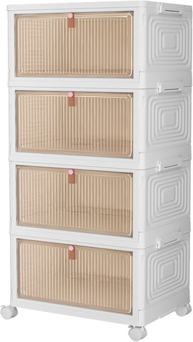 CTSNSLH 4 Tier Plastic Storage Bins with Lid 36QT - Stackable Storage Bins
