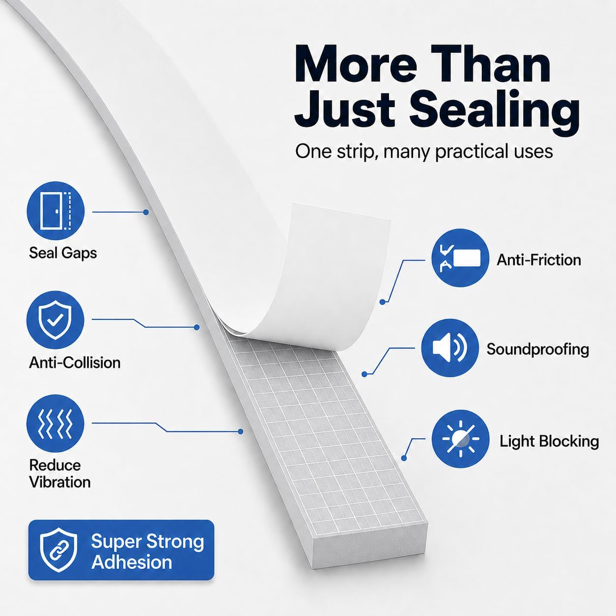 33FT EVA Foam Weather Stripping Door Seal, Self-Adhesive Weatherstrip Tape for Door Frame, Window Gaps, Soundproof Insulation