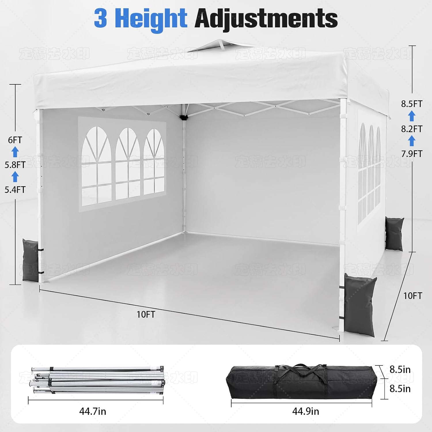 10x10 Pop Up Canopy Tent with Dual Vented Roof, One Push Setup, White
