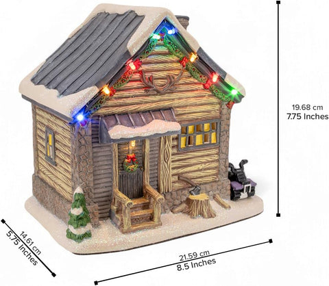 Black Bear Lodge Porcelain Christmas Village with LED Lights